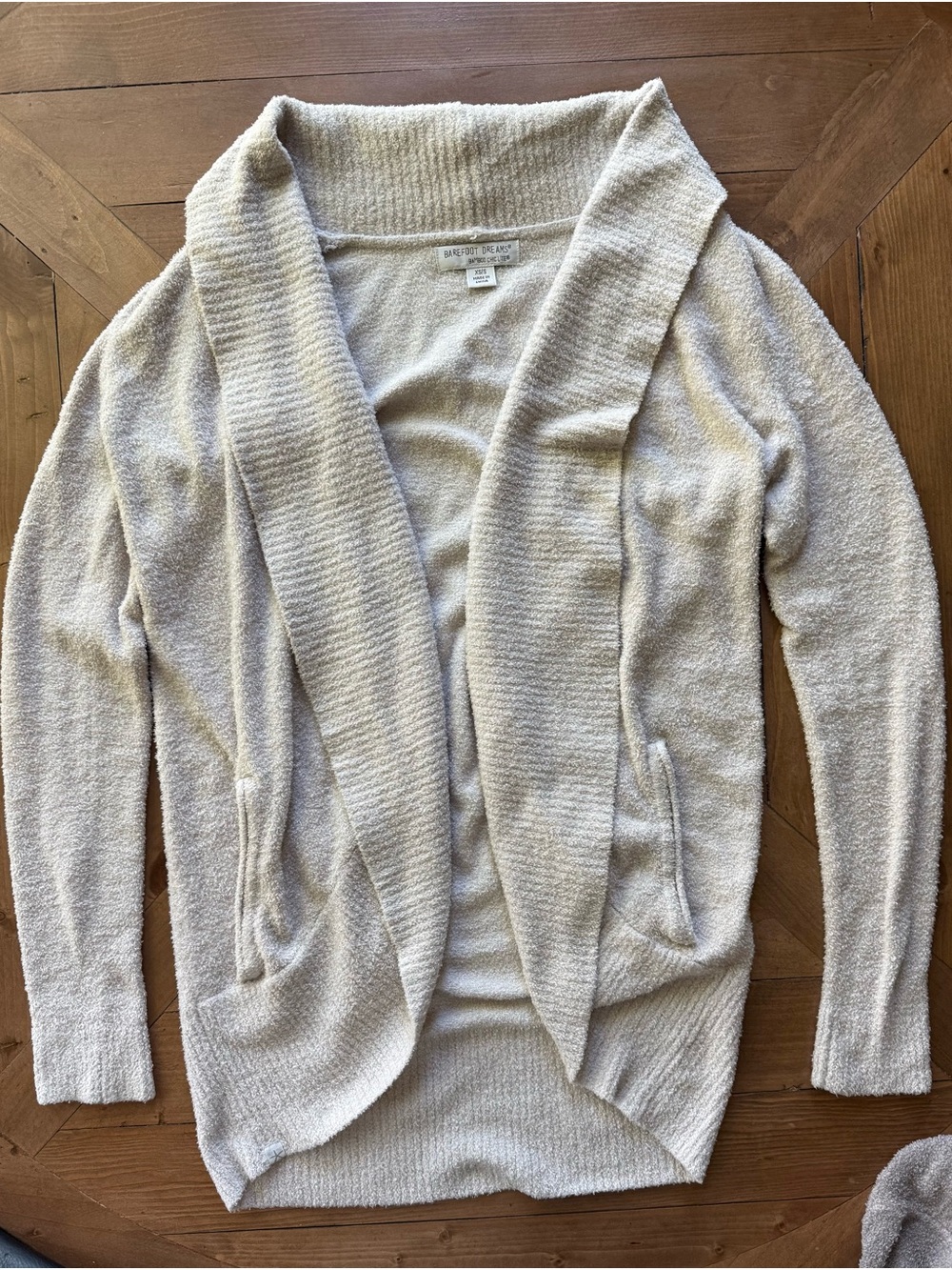 Barefoot Dreams Bamboo Chic Lite Open Front Cardigan XS/S Oatmeal Soft Cozy